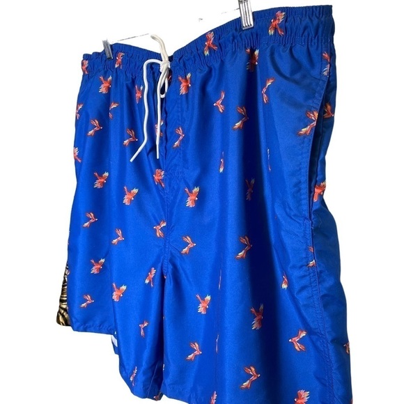 Old Navy men's size XXL novelty parrot print on blue swim trunks - Picture 2 of 5